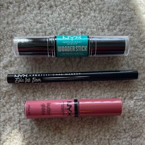2/$20 NYX Bundle! Dual Shaping Stick Medium Tan, Blk Ink Eyeliner & Butter Gloss